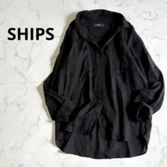 美品 シップス　リネン100% レギュラーカラーシャツ ブラック