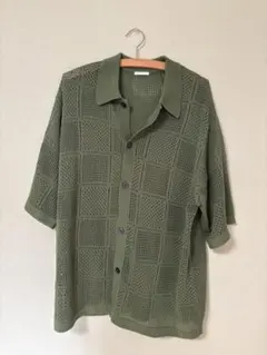 【GU】ウォッシャブルメッシュニットシャツ　サイズL