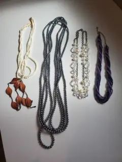 ヴィンテージ ビーズとチェーンのネックレスセット