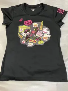 【asics】　ランニングTシャツ　ブラック　東京マラソン　東京名所Mサイズのサムネイル