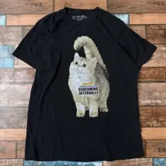 ビンテージ　古着　アニマル　CAT キャット　猫　メンズ　半袖tシャツ　黒　M