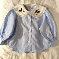 プティマインミッキーミニーブラウス90女の子ストライプシャツ