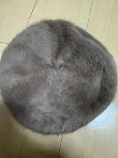 ベージュ ファー ベレー帽