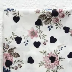 サセックス　ネイビーハートプリント　輸入リバティタナローン　30cm×50cm