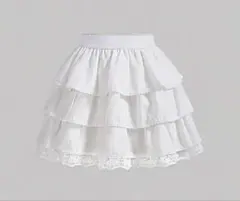 shein ホワイトレース付きフリルスカート