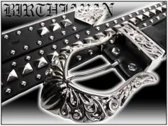 送料込 ヤンキー ヤクザ オラオラ ゴツめ スタッズベルト メンズ 黒 派手