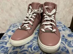 Gucci ピンク レザー ハイカットスニーカー