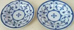 青い花柄陶器製小皿2枚セット　未使用に近い　即購入OK◎専用ページして購入OK◎
