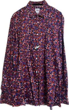 ZARA 花柄 長袖シャツ Lサイズ