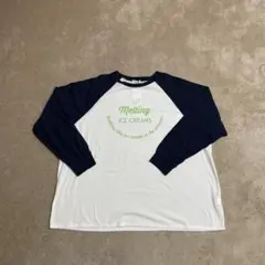 長袖カットソー L ホワイト/ネイビー カジュアル 新品未使用品