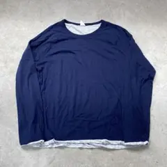 90s- old gap ロンT 長袖 Tシャツ リバーシブル ネイビー XXL