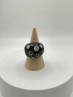 イギリス製 1960s ヴィンテージ バイパスリング 4石装飾ブラック 