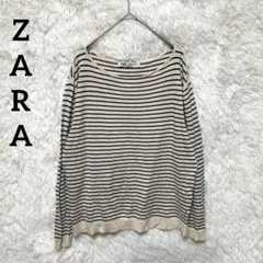 ザラ ZARA ボーダー 薄手ニット ラウンドネック セーター M
