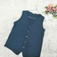 【協同組合 関西ファッション連合】メンズ ニット ベスト ネイビー Lサイズ