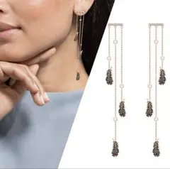 新品 スワロフスキー Swarovski フェザー羽 Nice スタッドピアス 