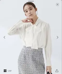 green label relaxing ボウタイ ギャザー ブラウス