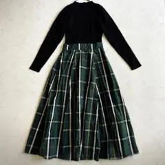 新品タグ付き✨SALOON サルーンドッキングワンピース　ロング　チェック　春服