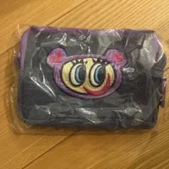 Angel Blue デニム風刺繍ポーチ