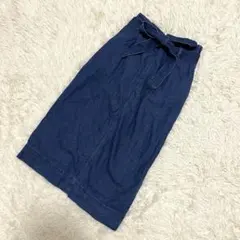 UNIQLO ハイウエストデニムベルテッドナロースカート　リボン付き　タイト