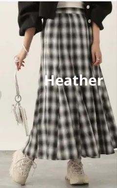 新品タグ付き Heather ヘザー チェック ロング フレアスカート
