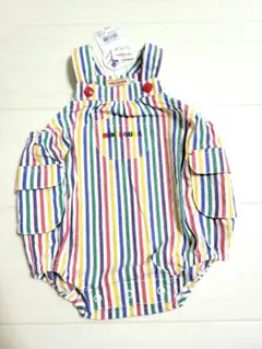 ミキハウス ストライプ　ロンパース　ダルマ Sサイズ　70～80
