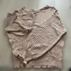 薄ピンク リブ編み 長袖のサムネイル