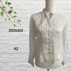 DESVISIO ブラウス ホワイト 薄手 透け感 長袖ブラウス