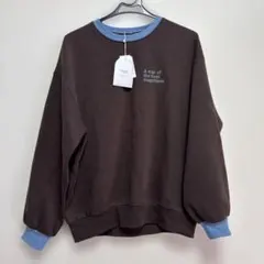 新品　mysa closetㅤ　配色裏起毛スウェットㅤブラウン　Ｌ　お値下げ不可