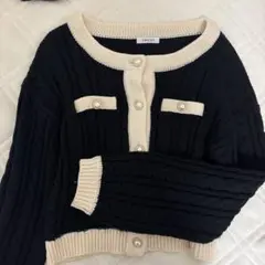 ケーブルニット 黒