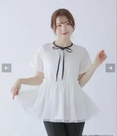 Fitmore フィットモア チェリー柄タックペプラムトップス - メルカリ