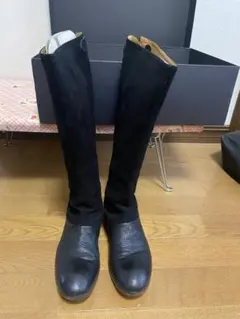 ポールスミス黒 スエード レザー ロングブーツ ヒール約4cmのサムネイル