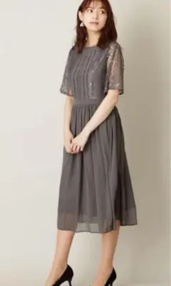 AIMER グレー　パーティードレス　およばれ　結婚式　オケージョンドレス