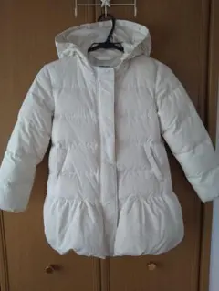 ホワイト ダウンコート フード付き