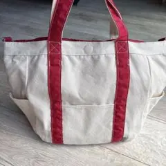 ２wayトートバッグ　リバーシブル　キャンバス　ショルダーバッグ　レッド