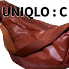 美品 UNIQLO : C レザータッチラウンドショルダーバッグ ブラウン 完売