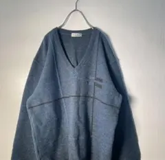 青 ニット ヴィンテージ 90’s フィッシャーマンニット　used V