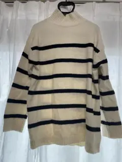 【ムーミン様】アイボリー ブラック ストライプ ニット