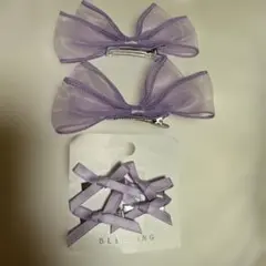 紫 ヘアクリップ リボン 紫 リボンセット