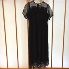 【merlot】ドット×レース ワンピース Lサイズ 結婚式・お呼ばれのサムネイル