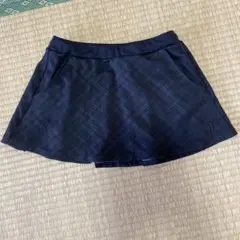 ネイビー チェック柄 フレアスカート &レギンスセット