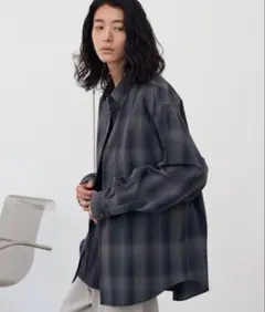 WYM OMBRE CHECK LOOSE SHIRT L チャコール