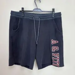 【アバクロ abercrombie&fitch】ロゴハーフパンツ ネイビー