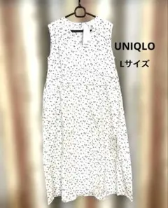 新品未使用UNIQLOコットンギャザー花柄ワンピース ノースリーブ Lサイズ