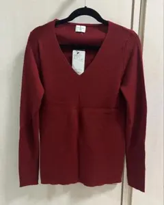 新品★アーバンリサーチドアーズ★ウールリブVネックニット★ダークレッド