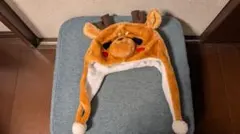 鹿デザイン フリース帽子 耳付き