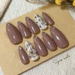 【現品】在庫処分！くすみピンク ツイード ストーン シンプル 冬ネイル