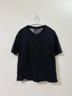 【美品】ポールスミス 半袖 ニット カーディガン M 黒 バック花柄 切り替えのサムネイル