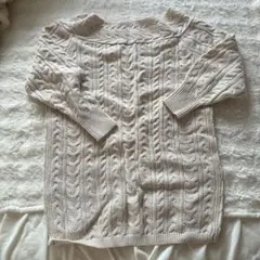 クリーム色 ケーブル編み　ニット 長袖　ニットワンピース　ミニワンピース