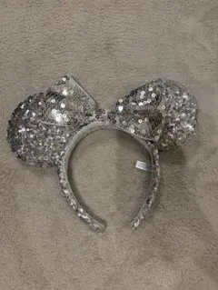 シルバー スパンコール ミッキー耳カチューシャ