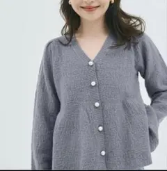 コカ coca ペプラム ラメニット カーディガン L